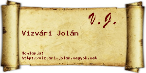 Vizvári Jolán névjegykártya